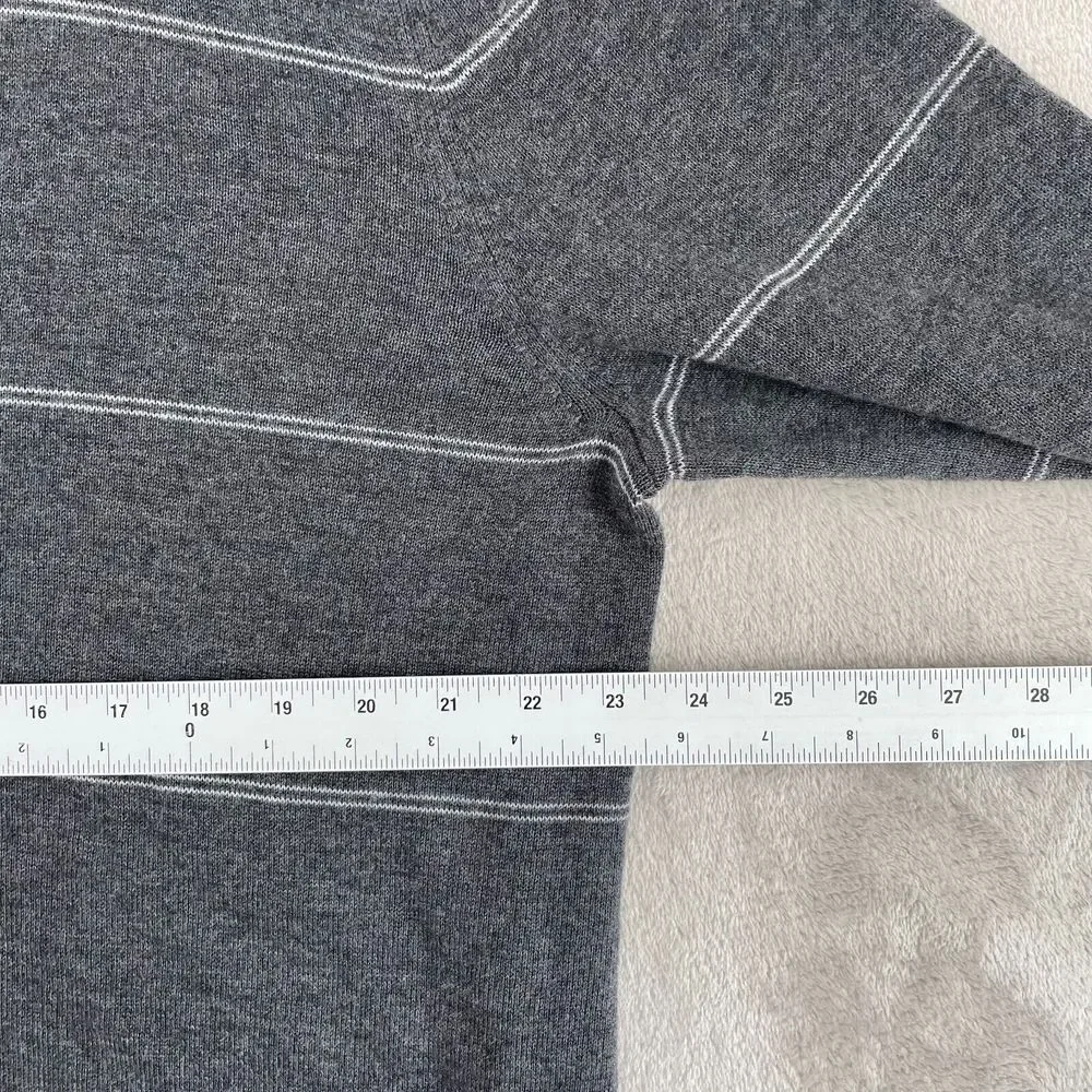 Banana Republic Cardigan Sweater Men XL Grey‎ Striped Soft Grandpa Preppy NWOT